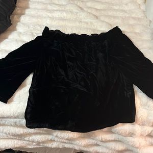 J Crew Velvet Off-Shoulder Long Sleeve Top